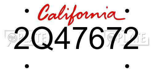 2Q47672 California License Plate