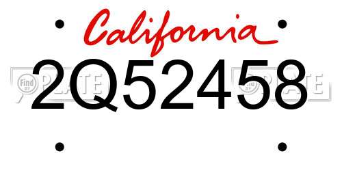 2Q52458 California License Plate