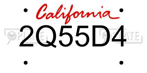 2Q55D4 California License Plate