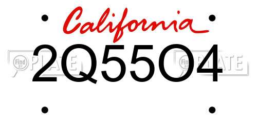 2Q55O4 California License Plate