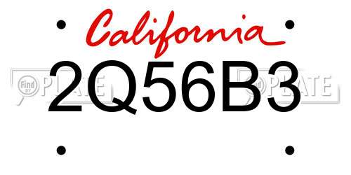 2Q56B3 California License Plate