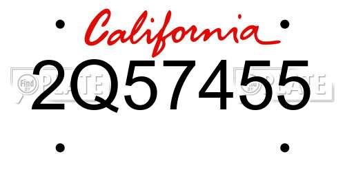 2Q57455 California License Plate