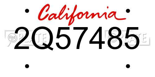 2Q57485 California License Plate