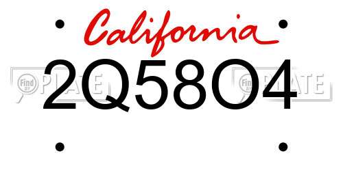 2Q58O4 California License Plate