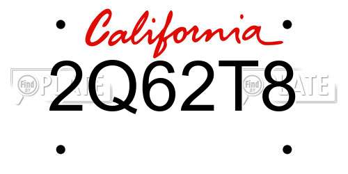 2Q62T8 California License Plate