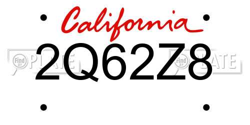 2Q62Z8 California License Plate