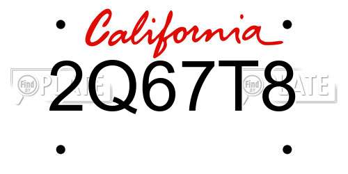 2Q67T8 California License Plate
