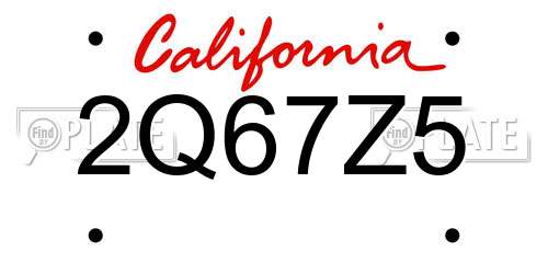 2Q67Z5 California License Plate