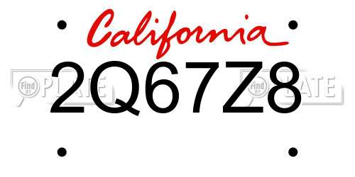 2Q67Z8 California License Plate