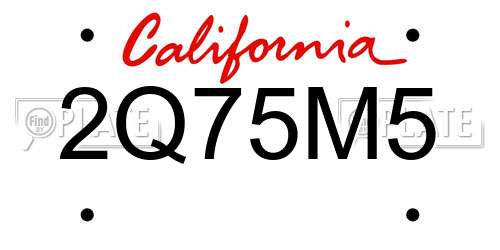 2Q75M5 California License Plate