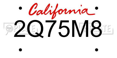 2Q75M8 California License Plate