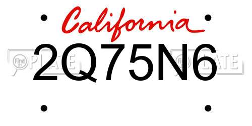 2Q75N6 California License Plate