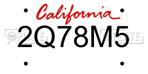 2Q78M5 California License Plate
