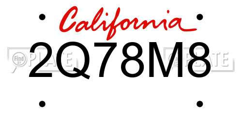 2Q78M8 California License Plate