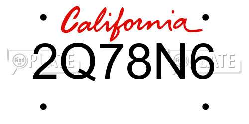 2Q78N6 California License Plate
