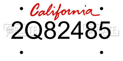 2Q82485 California License Plate
