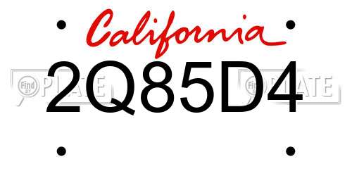 2Q85D4 California License Plate