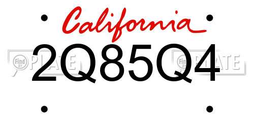 2Q85Q4 California License Plate