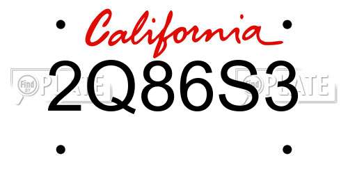 2Q86S3 California License Plate