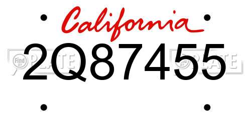 2Q87455 California License Plate