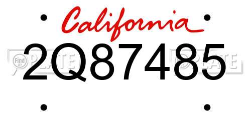 2Q87485 California License Plate