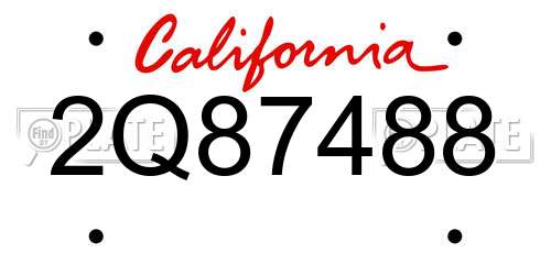 2Q87488 California License Plate