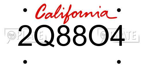 2Q88O4 California License Plate