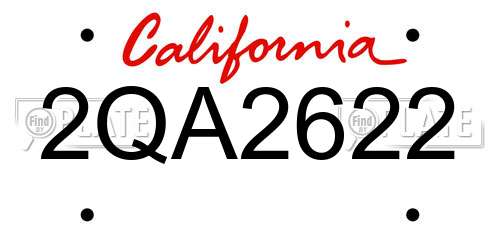 2QA2622 California License Plate