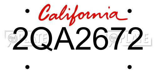 2QA2672 California License Plate