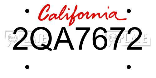 2QA7672 California License Plate