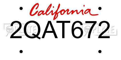 2QAT672 California License Plate