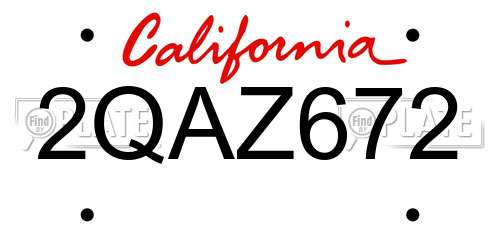 2QAZ672 California License Plate