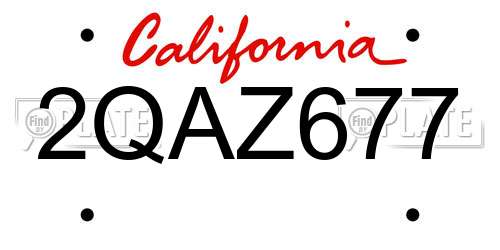 2QAZ677 California License Plate