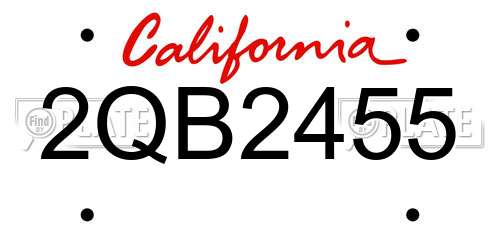 2QB2455 California License Plate