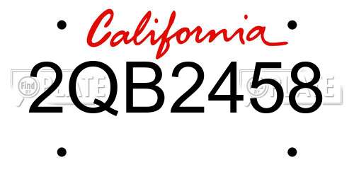 2QB2458 California License Plate