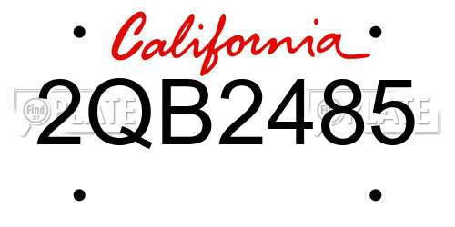 2QB2485 California License Plate