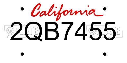 2QB7455 California License Plate