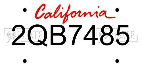 2QB7485 California License Plate