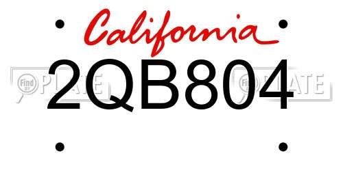 2QB804 California License Plate