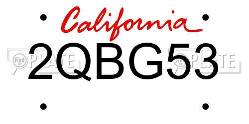 2QBG53 California License Plate