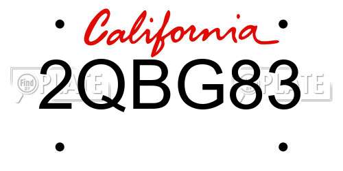 2QBG83 California License Plate
