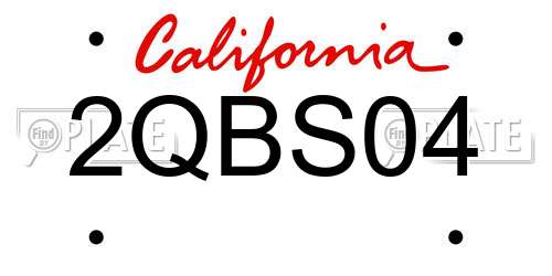 2QBS04 California License Plate