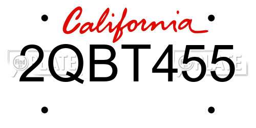 2QBT455 California License Plate