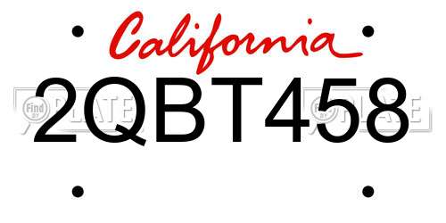 2QBT458 California License Plate