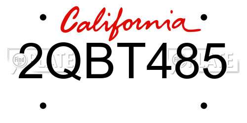 2QBT485 California License Plate
