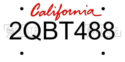 2QBT488 California License Plate
