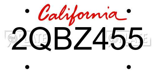 2QBZ455 California License Plate