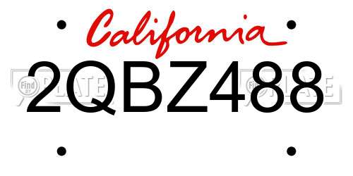 2QBZ488 California License Plate