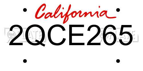 2QCE265 California License Plate
