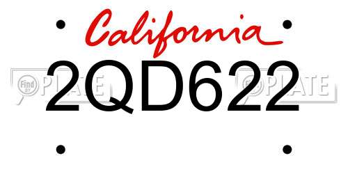 2QD622 California License Plate